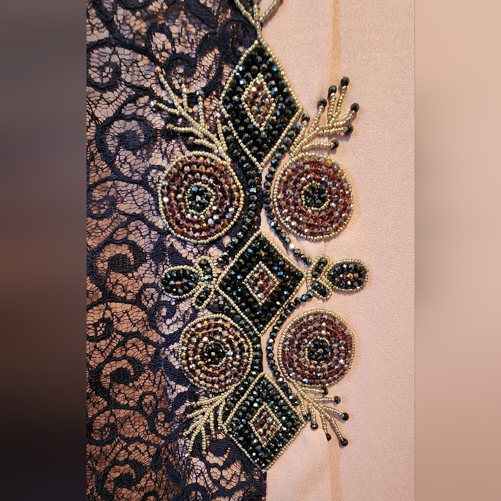 Hand Beaded Handmade Dress with Lace Accents